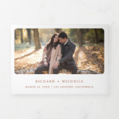 Earthy Terracotta Floral Antlers QR Code Wedding Dreifach Gefaltete Einladung (Cover)