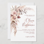 Earthy Terracotta Floral Champagne Boho Wedding Einladung (Vorderseite)