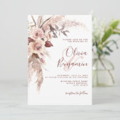 Earthy Terracotta Floral Champagne Boho Wedding Einladung (Stehend Vorderseite)