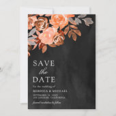 Earthy Terracotta Floral Wedding Foto Black Save The Date (Vorderseite)