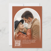Earthy Terracotta Floral Wedding Foto Black Save The Date (Rückseite)