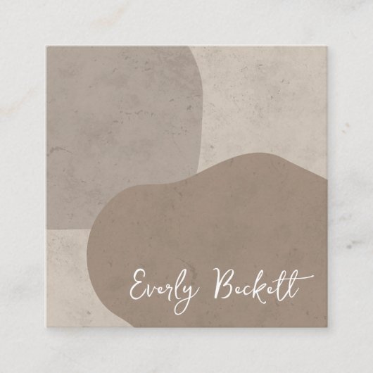 Earthy Textured Abstrakt Modern Taupe Quadratische Visitenkarte (Vorderseite)