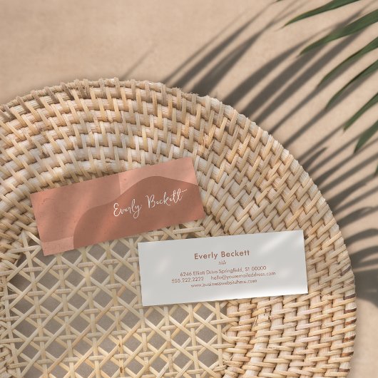 Earthy Textured Abstrakt Modern Terracotta Mini Visitenkarte