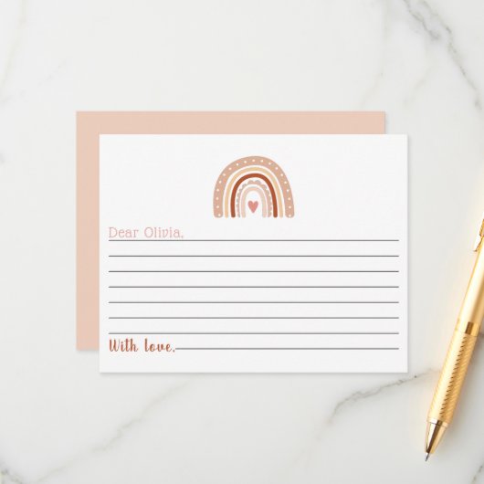 Earthy Tone Boho Rainbow 1st Birthday Time Kapsel Begleitkarte (Vorderseite/Rückseite Beispiel)