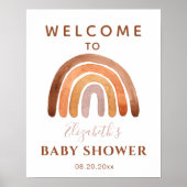 Earthy Tone Boho Rainbow Baby Dusche Begrüßungszei Poster (Vorne)
