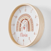 Earthy Tone Boho Rainbow Girl Name Wall Clock Uhr (Winkel)