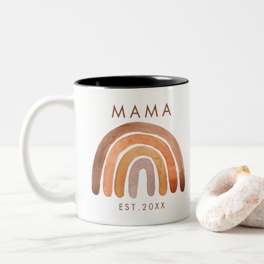 Earthy Tone Boho Rainbow Mama Kaffee Tasse (Mit Donut)