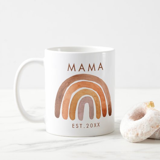 Earthy Tone Boho Rainbow Mama Kaffee Tasse (Mit Donut)