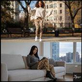 Earthy Tone Crowded Dog Face Mix Pattern Leggings