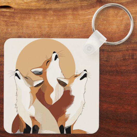 Earthy Tone Fox Pack Aesthetic Keychain Schlüsselanhänger (Rückseite)