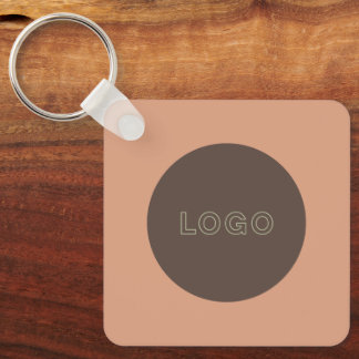 Earthy Tone Logo QR Code Double Sided Keychain Schlüsselanhänger