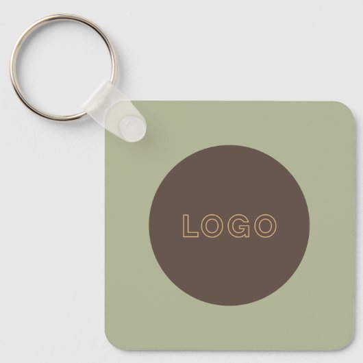 Earthy Tone Logo QR Code Double Sided Keychain Schlüsselanhänger (Vorderseite)