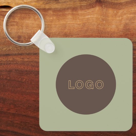 Earthy Tone Logo QR Code Double Sided Keychain Schlüsselanhänger (Vorderseite)