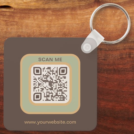 Earthy Tone Logo QR Code Double Sided Keychain Schlüsselanhänger (Rückseite)