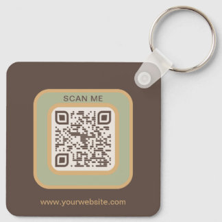 Earthy Tone Logo QR Code Double Sided Keychain Schlüsselanhänger