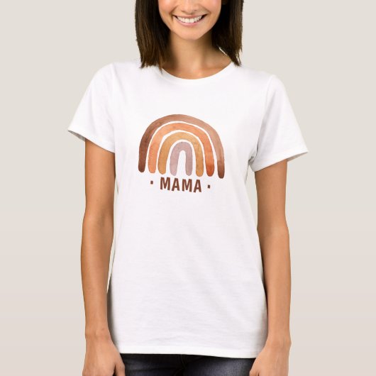 Earthy Tone Watercolor Boho Mama T-Shirt (Vorderseite)
