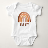Earthy Tone Watercolor Boho Rainbow "Baby" Baby Strampler (Vorderseite)