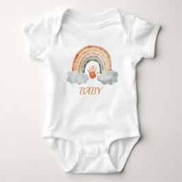 Earthy Tone Watercolor Boho Rainbow "Baby"  Baby Strampler