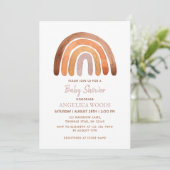 Earthy Tone Watercolor Boho Rainbow Baby Dusche Einladung (Stehend Vorderseite)