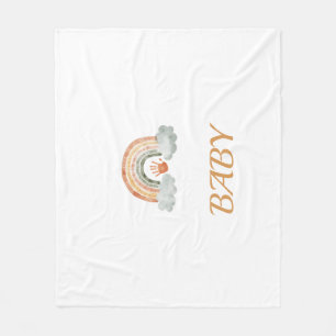 Earthy Tone Watercolor Boho Rainbow "Baby" Fleecedecke