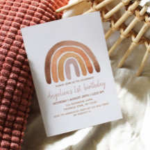 Earthy Tone Watercolor Rainbow 1. Geburtstag