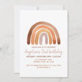 Earthy Tone Watercolor Rainbow 2nd Birthday Inv Einladung (Vorderseite)