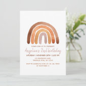 Earthy Tone Watercolor Rainbow 2nd Birthday Inv Einladung (Stehend Vorderseite)