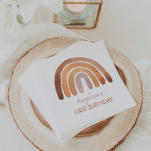 Earthy Tone Watercolor Rainbow Erster Geburtstag