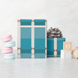 Earthy Tones Blue Brown Gray Elegante Geometrische Geschenkpapier