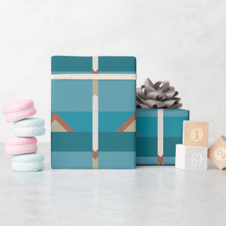 Earthy Tones Brown, Blue Elegante Modern Geometric Geschenkpapier