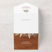 Earthy Tones Burnt Orange Floral Boho Palm Wedding All In One Einladung (Außenbereich)
