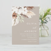 Earthy Tones Dark Beige Boho Wedding Einladung (Stehend Vorderseite)