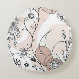 Earthy Tones Minimalistisch Boho Art Rundes Kissen