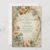 Earthy Tones Mute Faded Floral Wedding Einladung (Vorderseite)