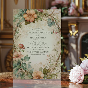 Earthy Tones Mute Faded Floral Wedding Einladung