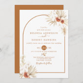  Earthy Tones Rose Boho Pampas Grass Wedding Invit Einladung (Vorne/Hinten)