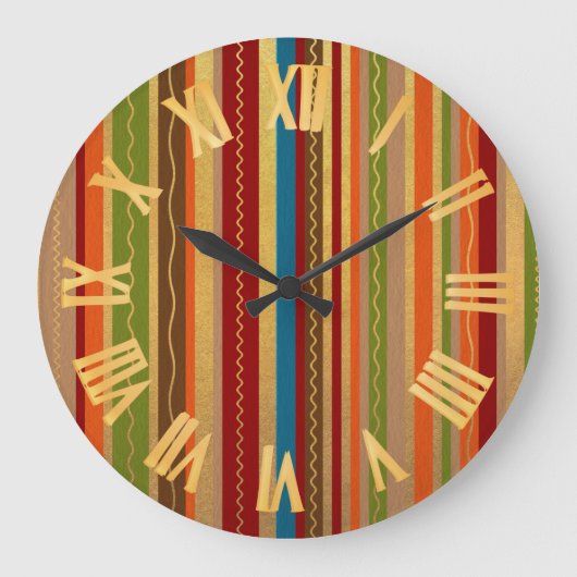 Earthy Tones Stripes Große Wanduhr (Vorderseite)