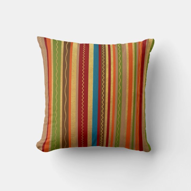 Earthy Tones Stripes Throw Kissen (Vorderseite)