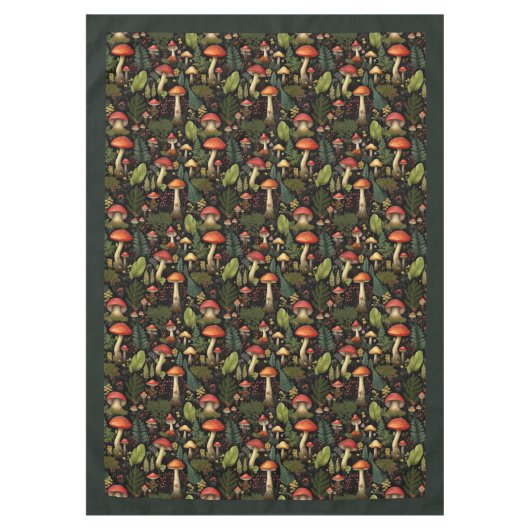 Earthy Tones Tablecloth Mushrooms & Wildflowers Tischdecke (Vorderseite)