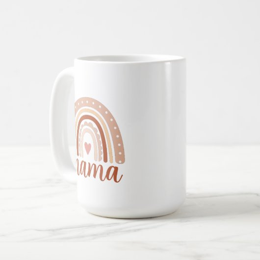 Earthy Tones Watercolor Rainbow Heart Mama Kaffeetasse (Vorderseite Links)