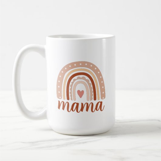 Earthy Tones Watercolor Rainbow Heart Mama Kaffeetasse (Links)