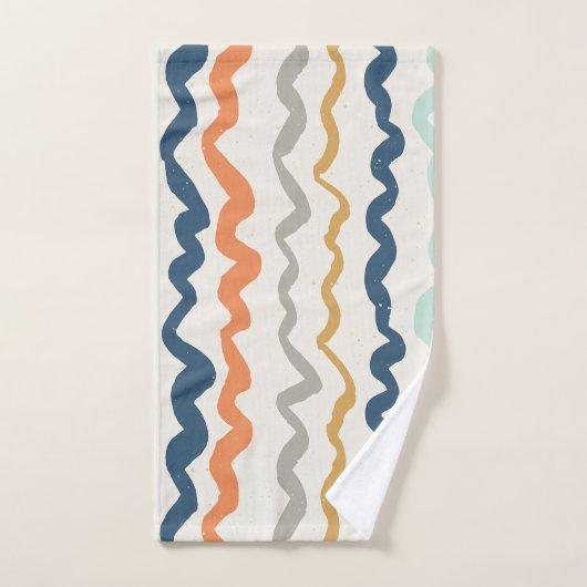 Earthy Tones Wavy Pattern Badhandtuch Set (Handtuch)