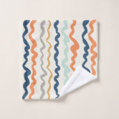 Earthy Tones Wavy Pattern Badhandtuch Set (Waschlappen)