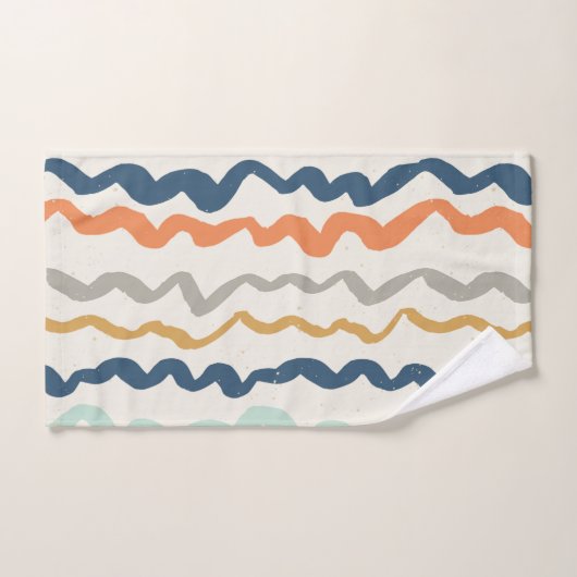 Earthy Tones Wavy Pattern Badhandtuch Set (Handtuch)