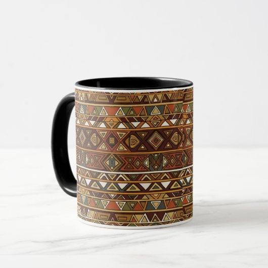 Earthy Tribal Geometric Seamless Pattern Tasse (Vorderseite Links)