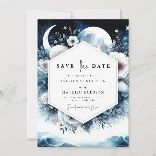 Earthy Typografy Moonlit Wedding Save The Date (Vorderseite)