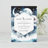 Earthy Typografy Moonlit Wedding Save The Date (Stehend Vorderseite)