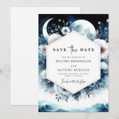 Earthy Typografy Moonlit Wedding Save The Date (Vorne/Hinten)