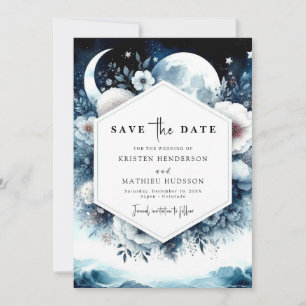 Earthy Typografy Moonlit Wedding Save The Date