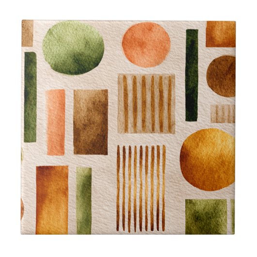 Earthy Watercolor Abstrakt Pattern - Boho Bio Fliese (Vorderseite)